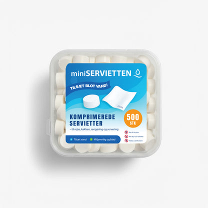 miniSERVIETTER i bulk 500 stk – Hvide komprimerede servietter