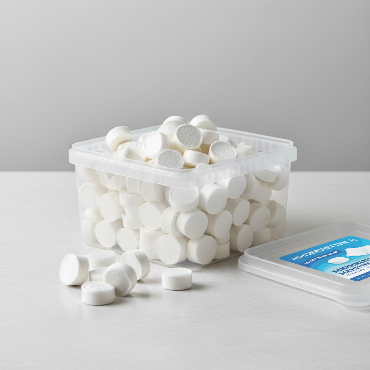 miniSERVIETTER 100 stk | Praktiske komprimerede servietter til hjem & rejse