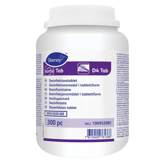 Desinfektion Tabs Suma Tab D4 300 stk med Aktivt klor Hvid til overflader,300 stk/ds