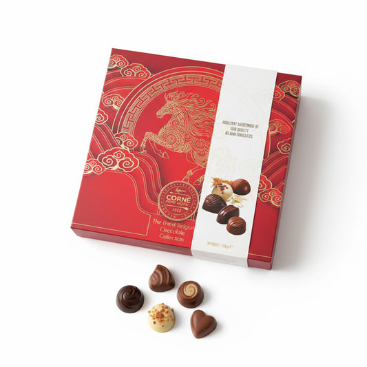 Corne Port-Royal Belgian Chocolates – Rød gaveæske 220 g