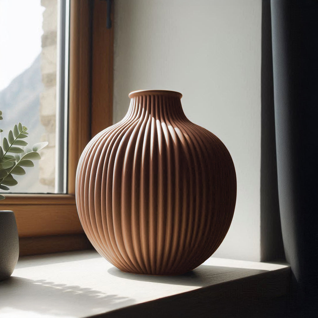 Veluna Ripple Round Vase i PLA - Bioplast - 19 cm