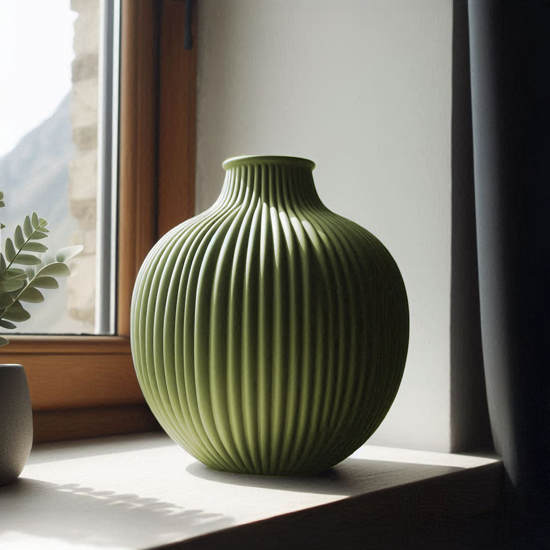 Veluna Ripple Round Vase i PLA - Bioplast - 19 cm