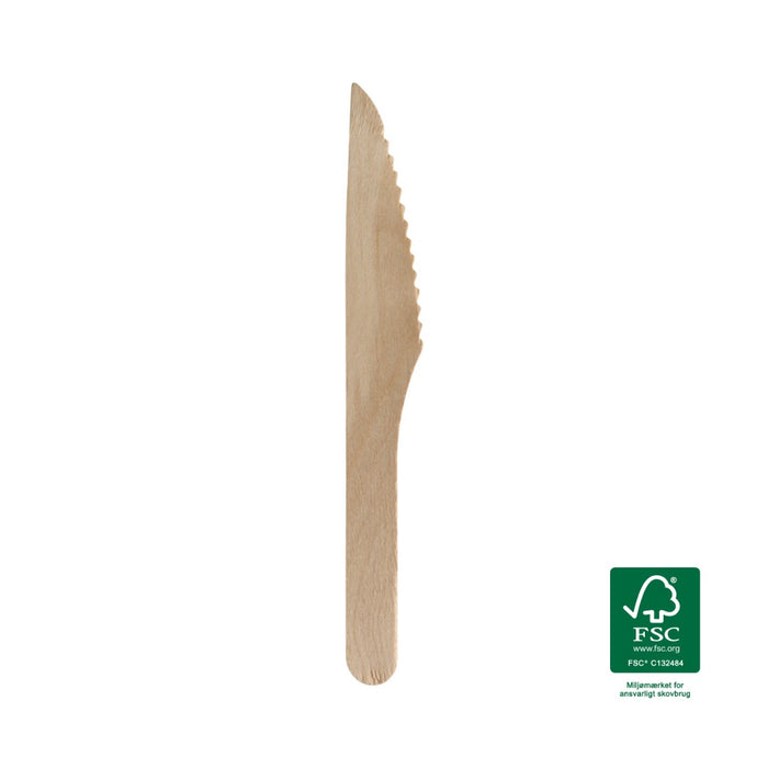 Kniv, 16cm, brun, birketræ, komposterbar ( 100 stk )