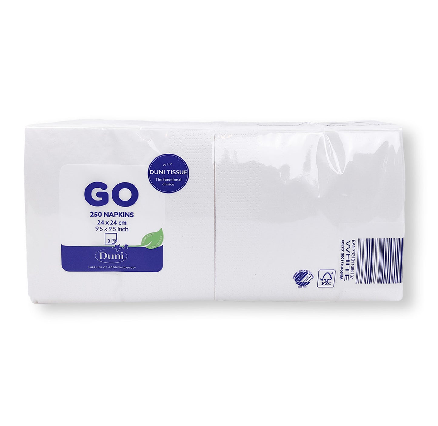 Kaffeserviet, 1/4 Fold, 3-lags, 24x24, Duni, Hvid, ( 250 stk )