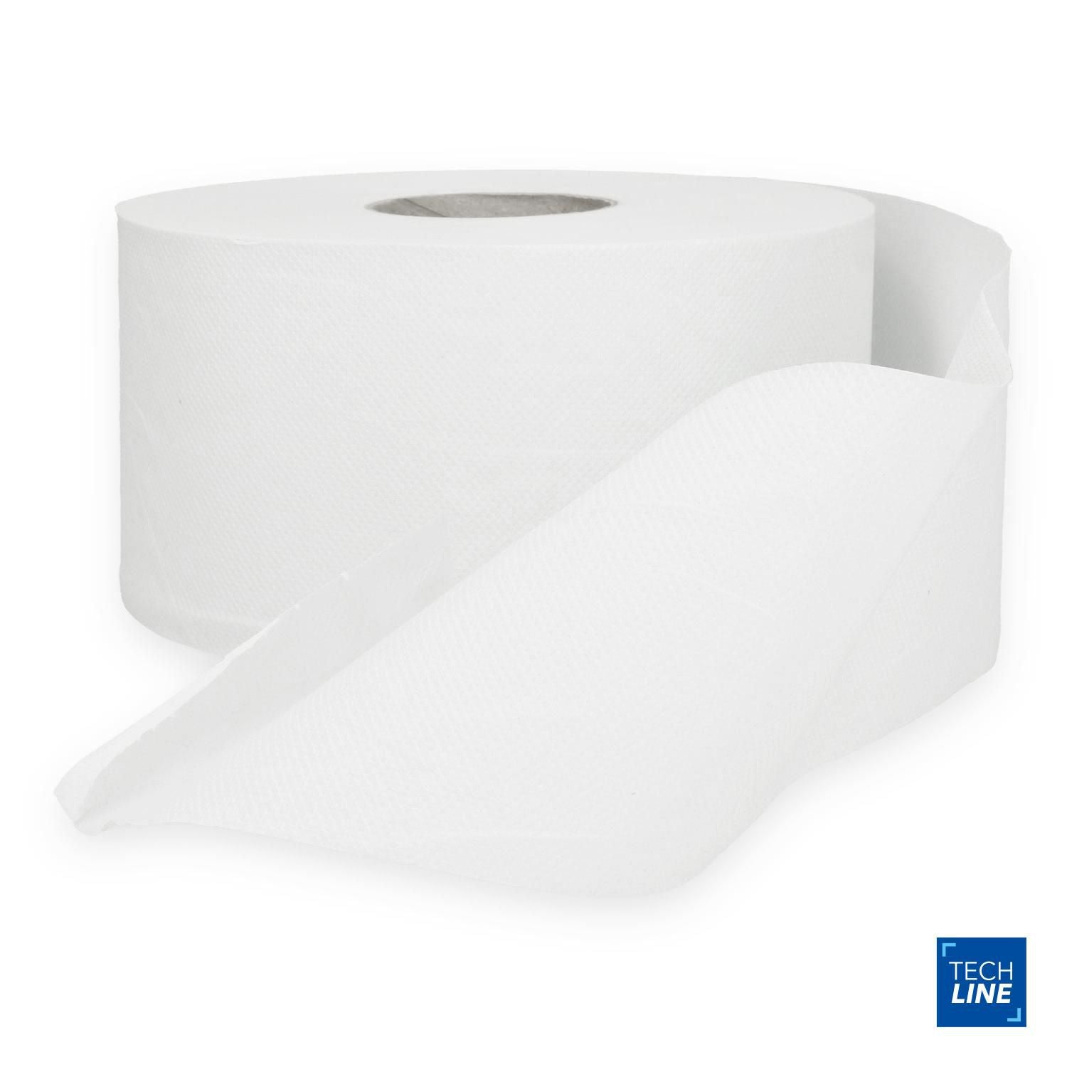 Toiletpapir Techline 2-lag Jumbo Mini Ø19xL120MxB9,8 Genbrugsfiber Hvid,12 rl x 1 stk/krt