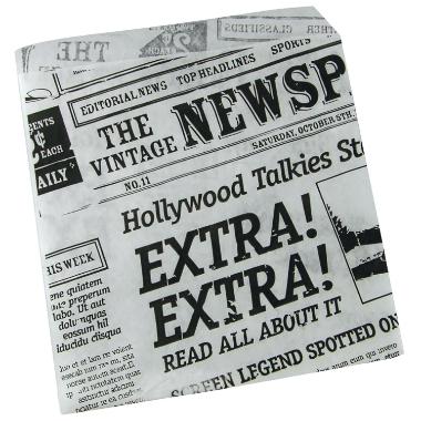 Burgerlomme Old News 150x160 mm 30+10 gr Papir/PE,1000 stk/krt