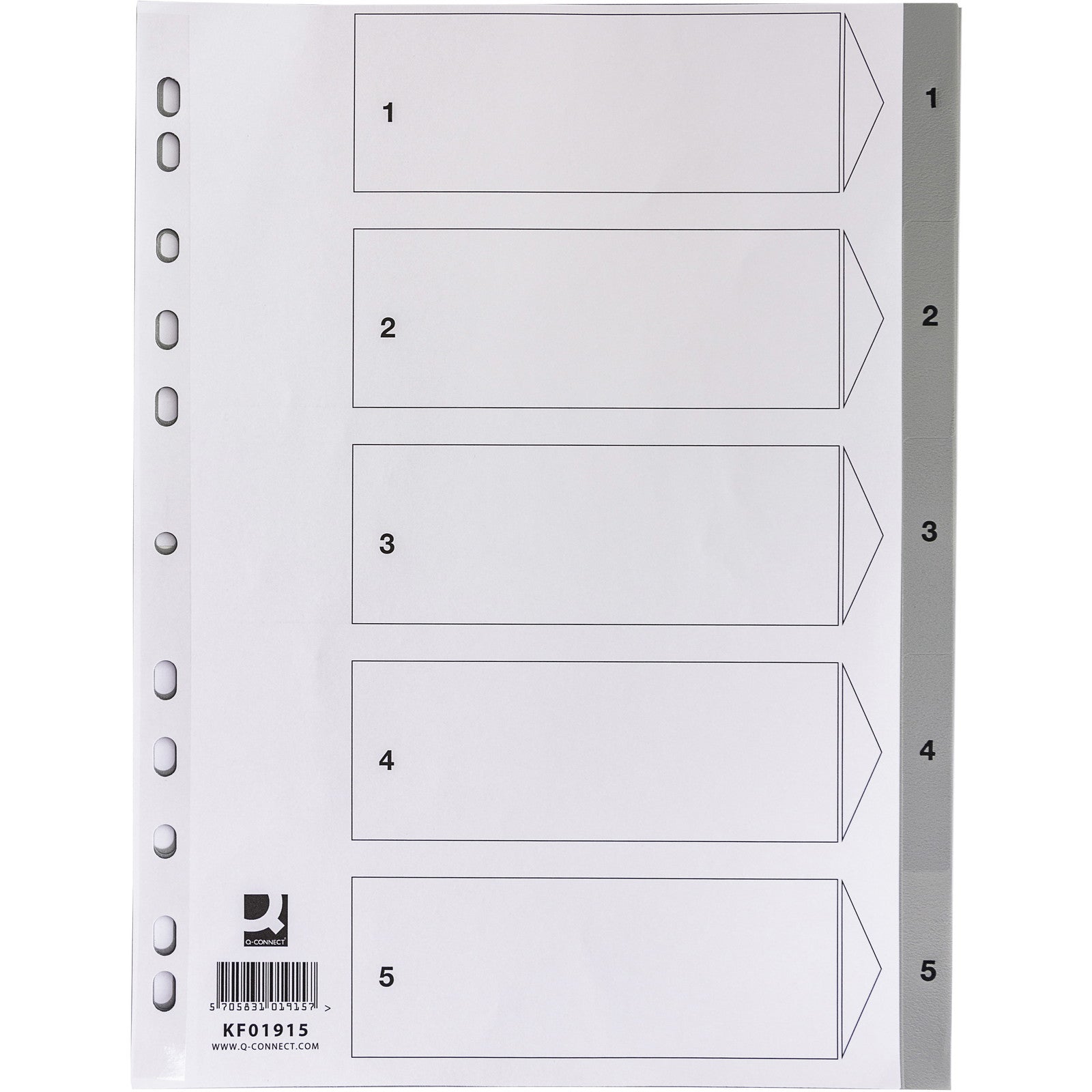 Q-connect register A4 med 5 tabs grå
