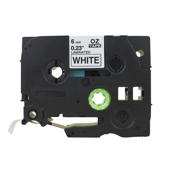 Q-connect TZe-tape 6mm x 8m sort/hvid