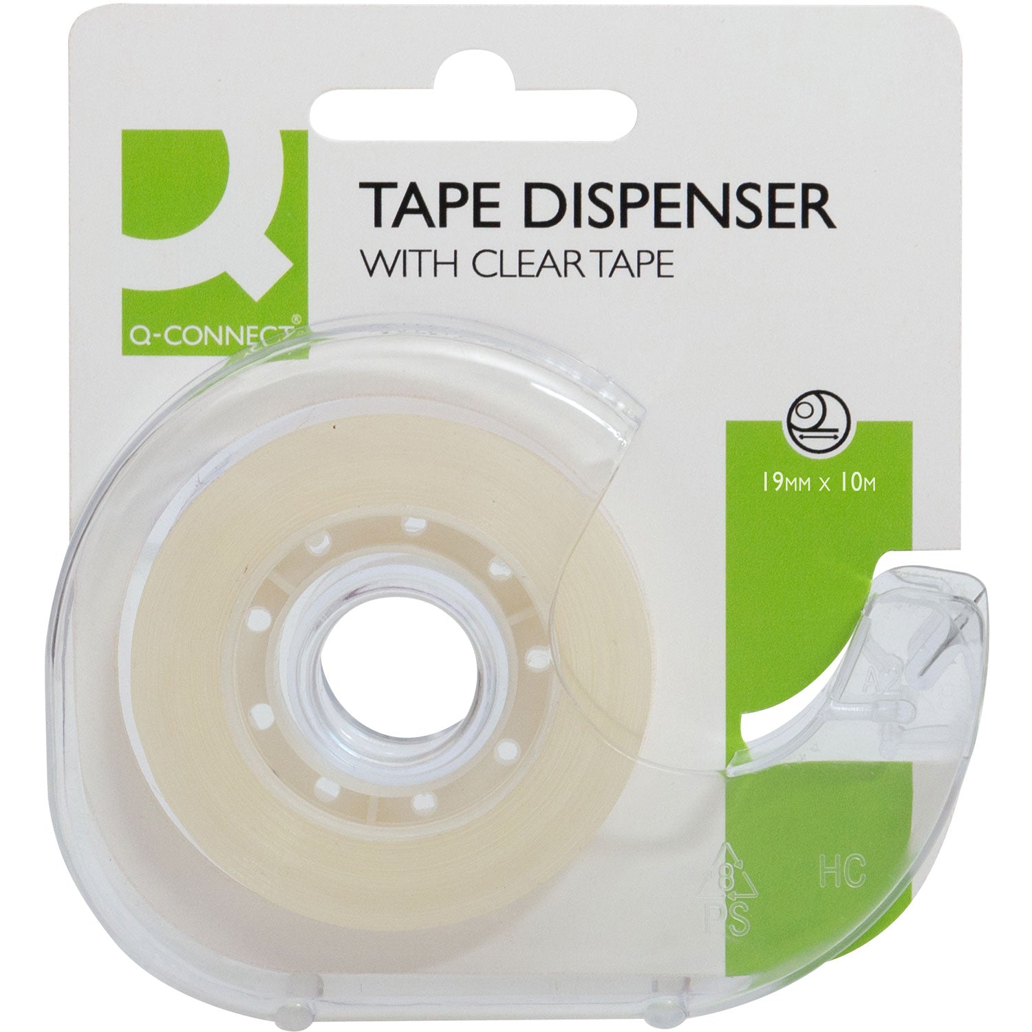 Q-connect tape m/dispenser 19mmx10m klar