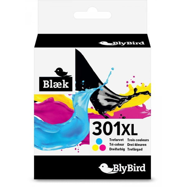BlyBird 301XL CH564EE CMY 3-i-1 Farve Blækpatron, 330 sider