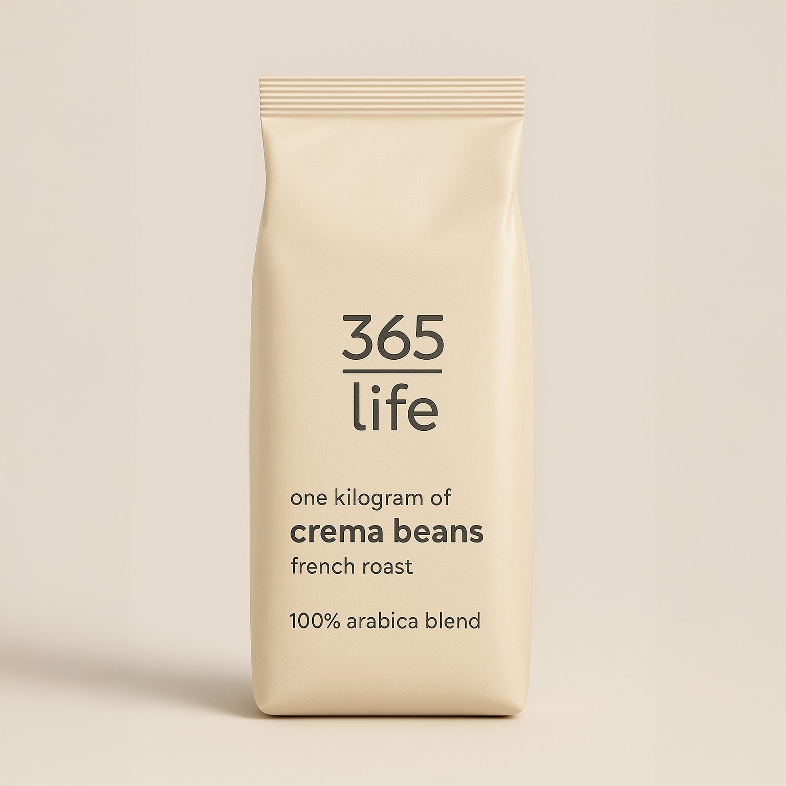 365 Life Kaffe Crema bønner 1kg – Til mild sort kaffe og hverdagsbrug