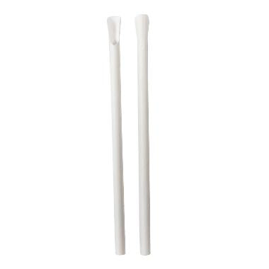 Sugerør Ø8x210 mm uden knæk bionedbrydelig med spade/ske Hvid,125 stk/ps