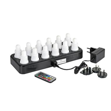 LED Lys Multi Farve Varm Hvid Kold Hvid B40xH70mm med Fjernbetjening,12 stk/krt