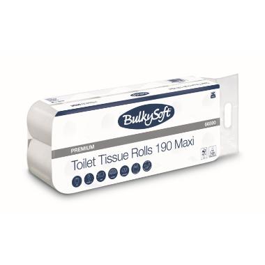 Toiletpapir Bulkysoft Premium 2-lag L19.95mxB10.5cm Nyfiber Hvid,12 pk x 10 rl/krt